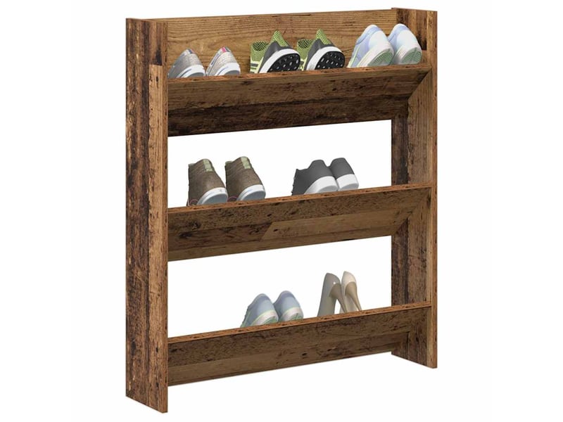  Meuble à chaussure, armoire à chaussures murale vieux bois 80x18x90 cm  - Conforama D