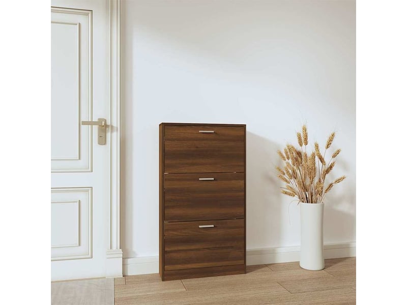  Meuble à chaussure | armoire à chaussures chêne marron 59x17x108cm bois d'ingénierie  - Conforama C