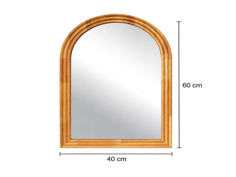  Miroir arqué mural 40x60cm en verre trempé hd – finition chêne clair  - Conforama E