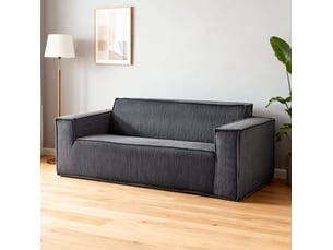 Canapé droit compressé fixe TCQPZ 2 places Velours côtelé Gris
