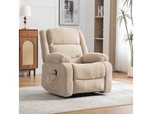 Fauteuil inclinable électrique multifonctionnel 96x96x101cm - avec assistance au maintien en hauteur, massage par vibrations - chenille - marron