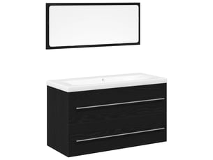 Meuble de lavabo de salle de bain, armoire de bain 3 pc chêne noir cf65497