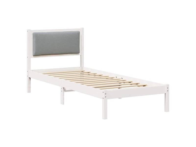 Lit simple- lit adulte - cadre de lit avec tête de lit gris clair 80 x 200 cm pin massif - Conforama A