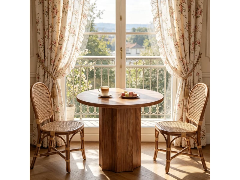 Table de salle à manger pour 2 à 4 personnes avec plateau rond et base centrale en mdf marron 80 × 80 × 75,5 cm - Conforama B