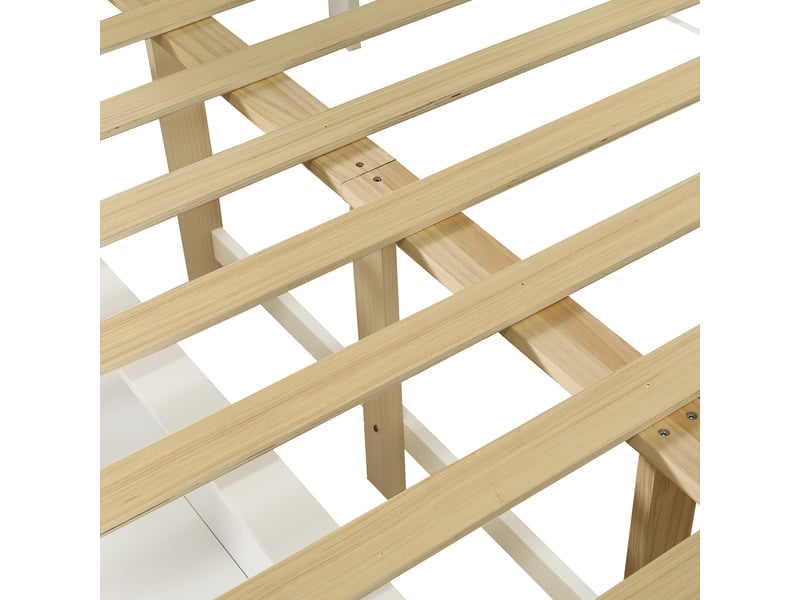  Lit combiné 1 place 120×200 cm avec bureau, armoire, 2 tiroirs et niches, sans matelas, blanc  - Conforama E