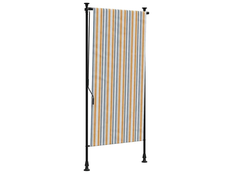  Store enrouleur, store roulant d'extérieur jaune et blanc 120x270 cm tissu acier cf47432  - Conforama A