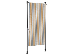 Store enrouleur, store roulant d'extérieur jaune et blanc 120x270 cm tissu acier cf47432