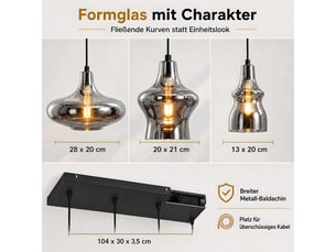 Nettlife suspension lampe salle à manger 6 flammes e27 vintage, luminaire suspendu pour salon