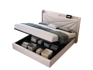 Lit avec rangement 180x200 cm    coloris beige