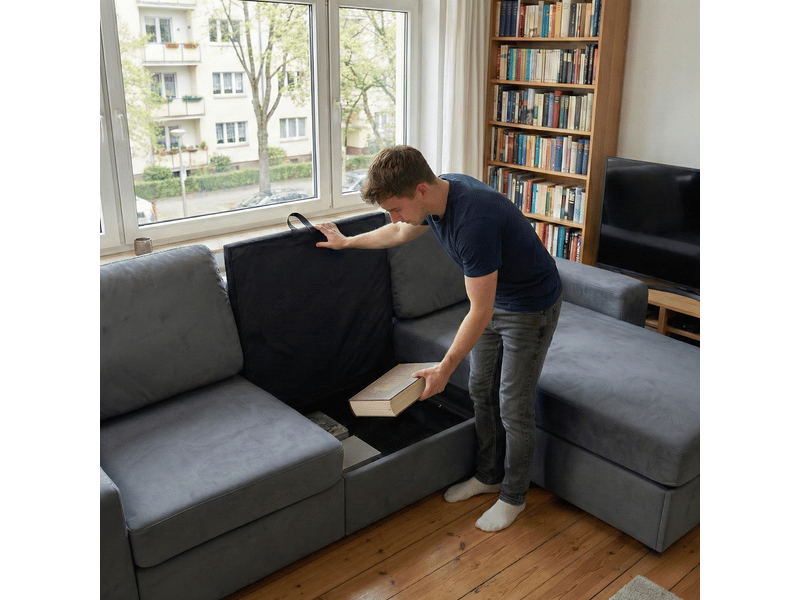 Canapé d'angle multifonction avec rangement 245,5 cm 3 places méridienne réversible - Conforama R