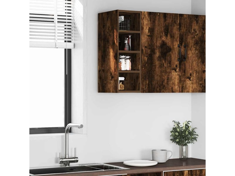  Meuble de rangement cuisine, armoire suspendue chêne fumé 20x29,5x60cm bois d'ingénierie  - Conforama C