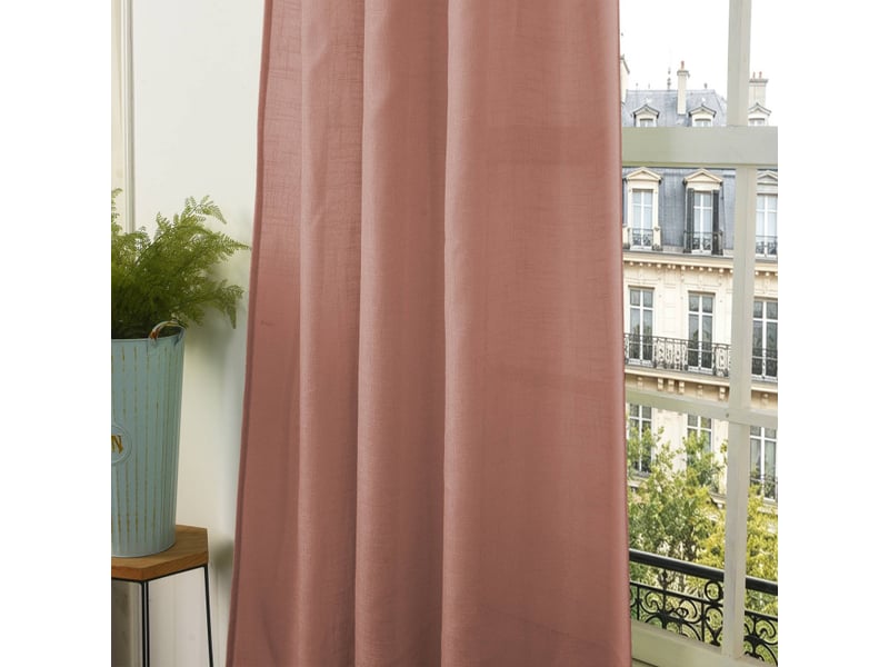  Lot de 2 voilages ajustables + 8 anneaux pince 140 x 270 cm evasion polyester effet lin  - Conforama E