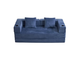 Canapé droit compressé convertible ELVMI 2 places Velours côtelé bleu