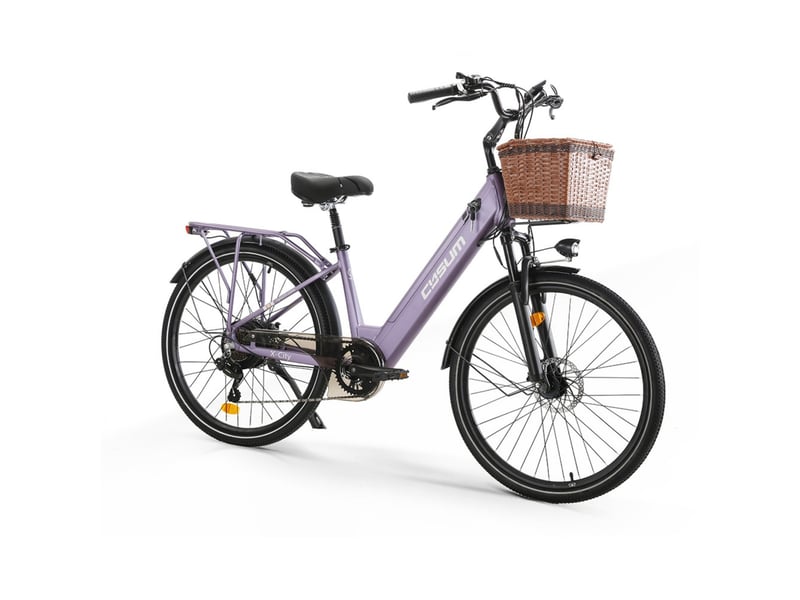  Vélo électrique de ville cysum x-city, 250 w, batterie 48 v 10.4 ah, violet X-City - Conforama C