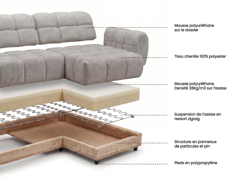 Canapé d'angle gris relax électrique 4 p NUAGE - Conforama P