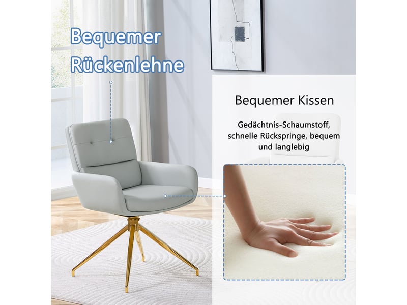 Lot de 2 chaises de salle à manger pivotantes à 360° en similicuir pu gris clair W3658P391034 - Conforama D