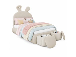 Lit simple 90x200 cm MEUBLIV coloris beige