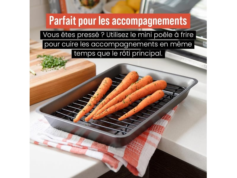  Petit plat four antiadhésif avec grille four 29 x 21.5 cm noir  - Conforama C