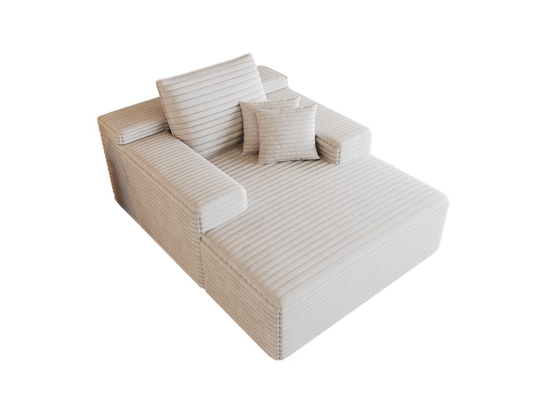 Méridienne 1 place compressée en velours côtelé blanc, assise profonde  - Conforama A