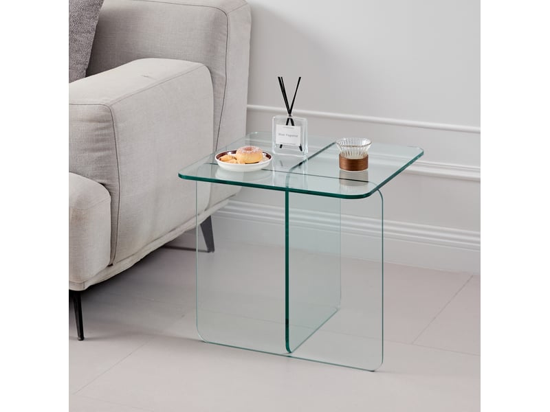  Table d’appoint en verre trempé transparent 45x45x41 cm  - Conforama D