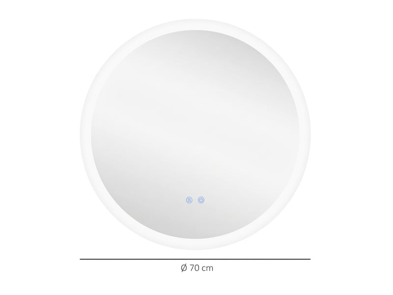  Miroir de salle de bain rond led 70 cm, lumineux, anti-buée, 3 couleurs, ip44  - Conforama D