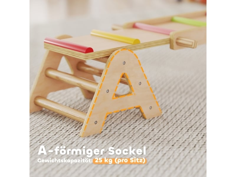  Wippe balance enfant 2 en 1 en bois, planche d’équilibre, balançoire, 133x38x24 cm  - Conforama E