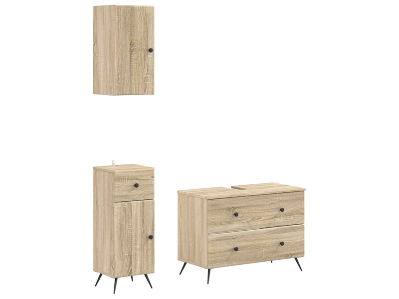  Ensemble de meuble de salle de bain 3 pièces breda chêne sonoma cf63350  - Conforama A