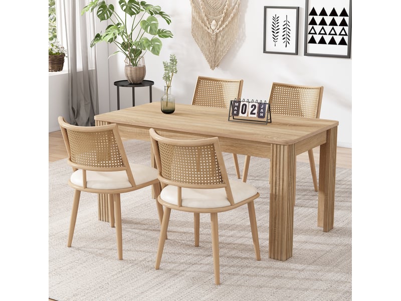 Lot de 6 chaises de salle à manger assise pu et dossier en rotin cravdom - Conforama C