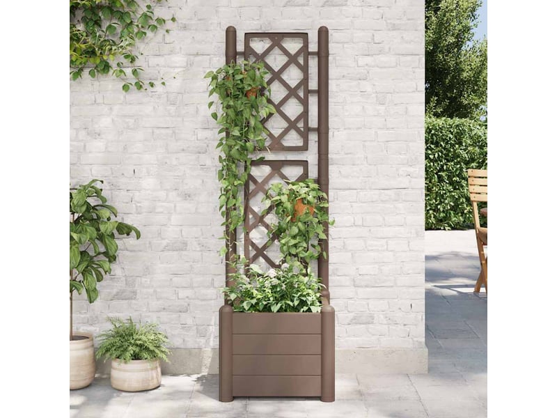  Jardinière - bac à fleurs avec treillis 43x43x142 cm pp moka  - Conforama C