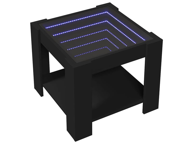 Table basse - table de salon - table à thé avec led noir 53x53x45 cm bois d'ingénierie - Conforama C