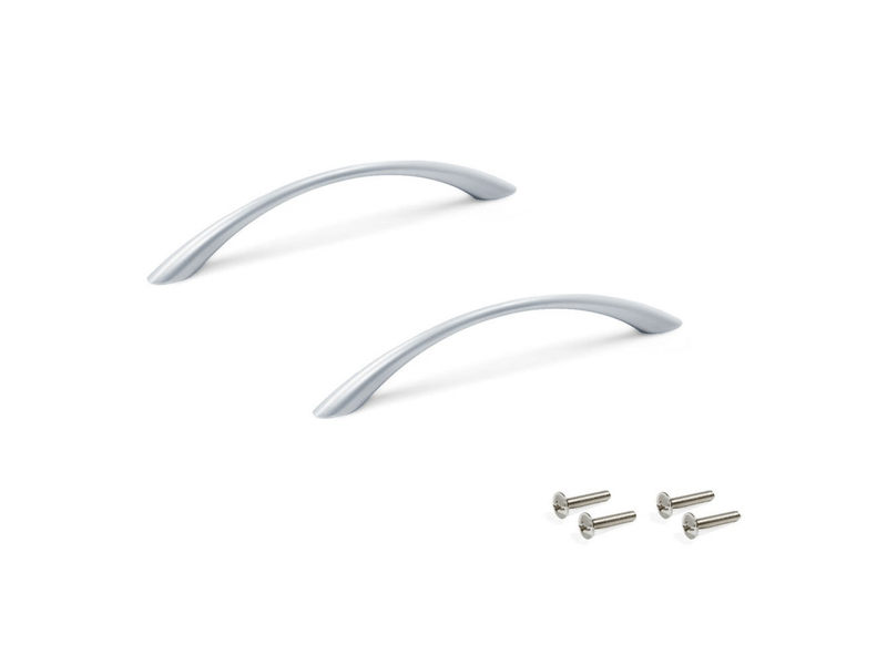  Jeu de 2 poignées pour meubles - boutons de tiroir avec vis - l165mm, distance entre axes 128mm - zamak - aluminium peint - pour commode et armoire  - Conforama A