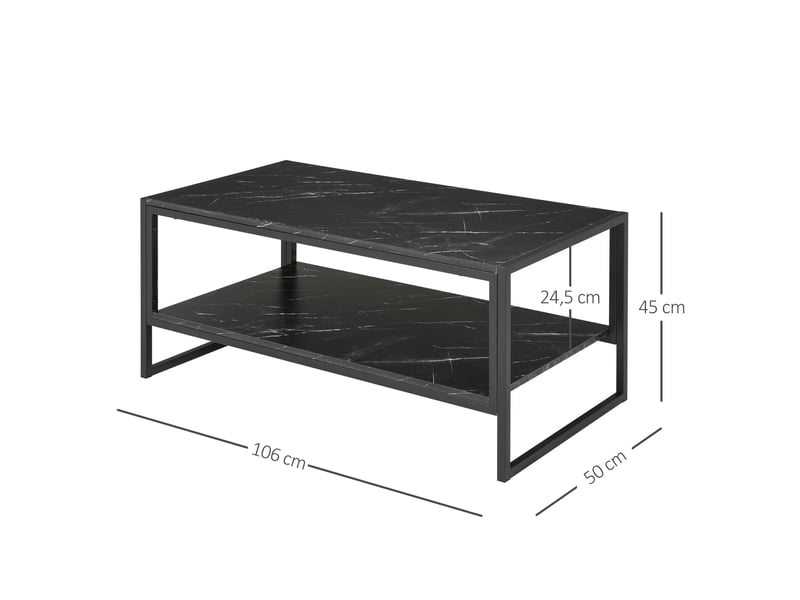 Table basse style moderne avec 2 étagères noir 106 x 50 x 47 cm  - Conforama C