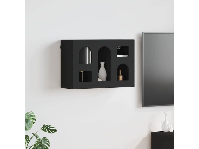  Armoire suspendue, meuble de rangement elst noir 60x20x40 cm bois d'ingénierie  - Conforama B