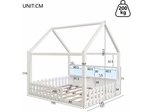 Lit cabane 140x190 cm coloris blanc