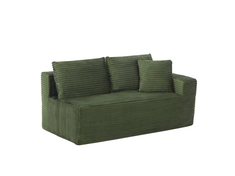 Canapé modulaire 3 places d’angle - avec configuration flexible et coussins amovibles - en tissu - vert - Conforama A
