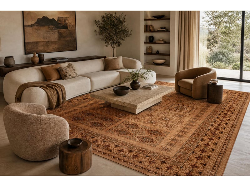  Tapis en laine kashqai 4307 100 oriental, ornement, couleur saumon   bordeaux 135x200 cm  - Conforama D
