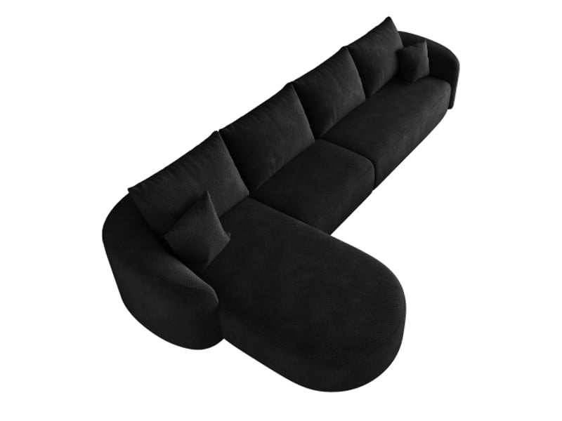  Canapé d'angle en l 336 cm – mousse compressée, modulable sans cadre, sans montage, noir, salon et chambre  - Conforama A