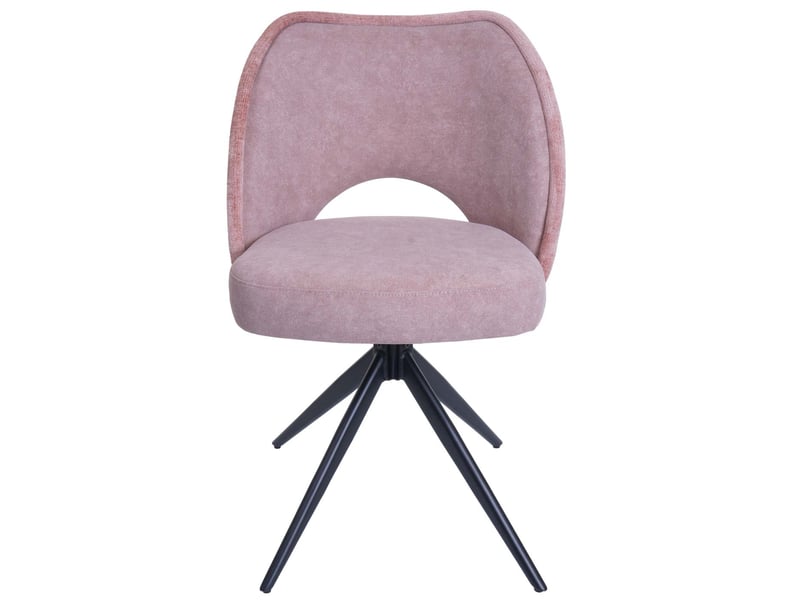 Lot de 2 chaises de salle à manger pivotantes à 180° avec retour automatique assise rembourrée et protections de sol réglables tissu rose et fer 04_0010029 - Conforama D