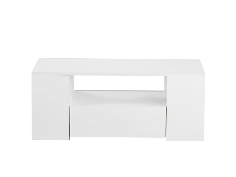  Table basse moderne laquée brillant avec 2 tiroirs et 2 étagères 95x53x37cm pour salon  - Conforama A