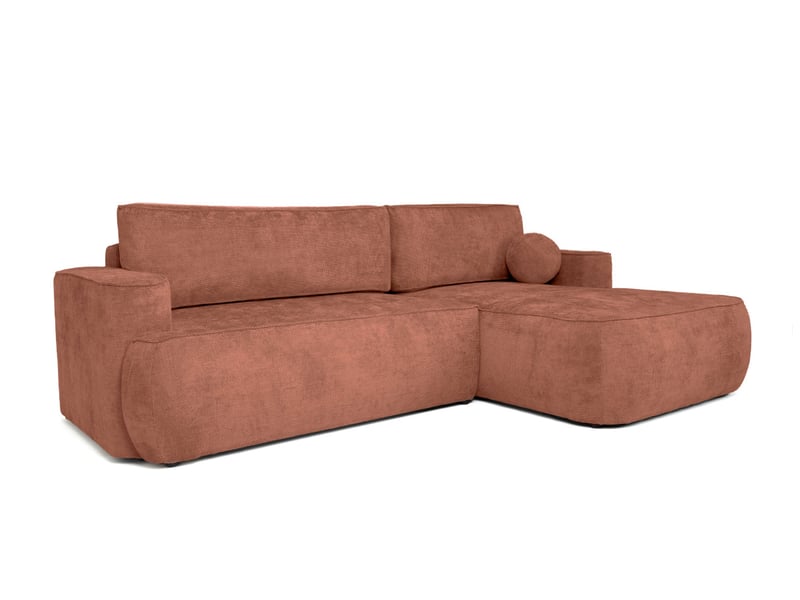  Canapé d'angle droit cassis avec coffre de rangement en tissu chenille - terracotta CASSIS - Conforama E