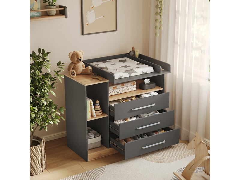  Vicco commode à langer, anthracitechêne doré, 110x93cm  - Conforama E