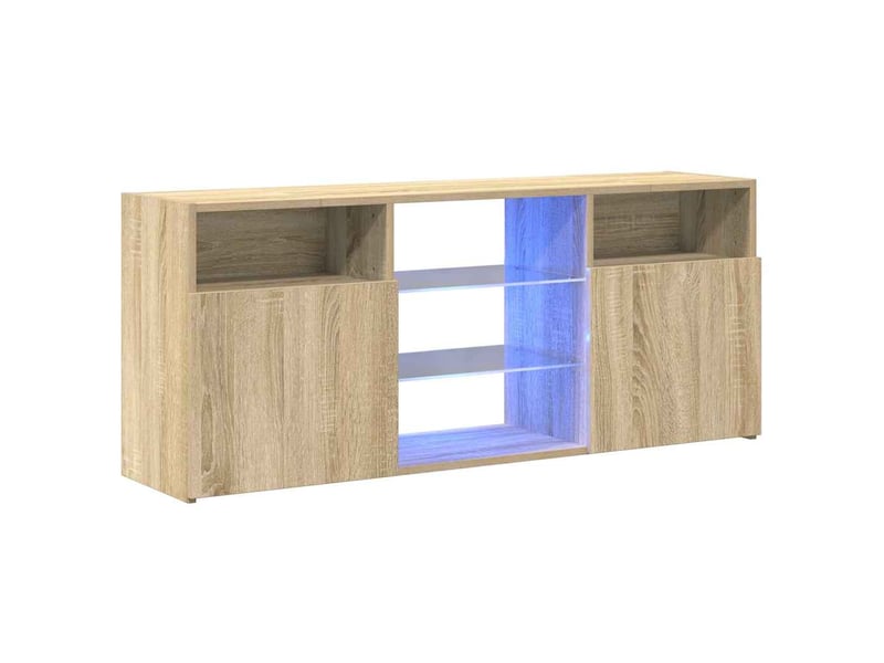  Meuble tv - banc tv - meuble de rangement avec lumières led chêne sonoma 120x30x50 cm  - Conforama C