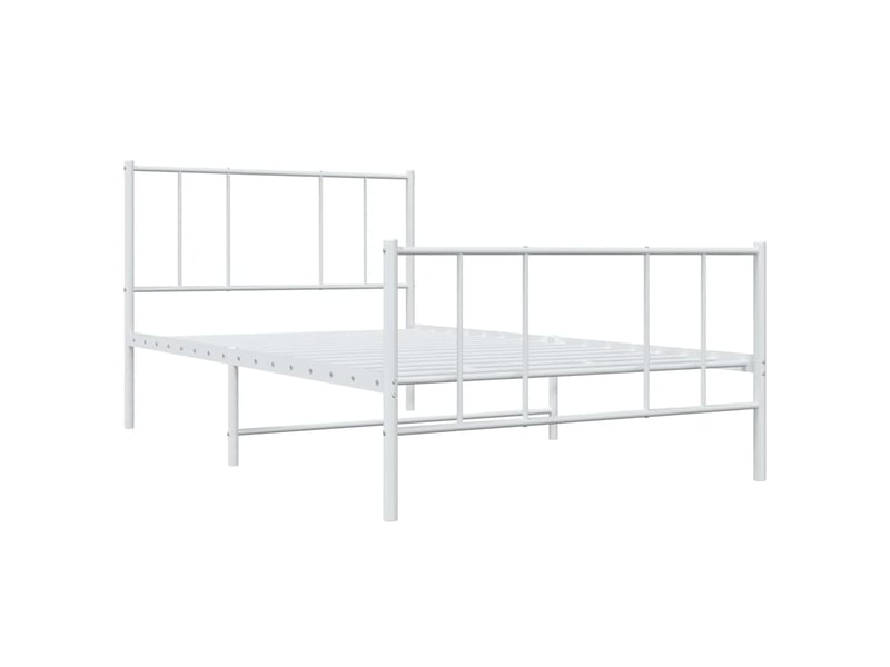  Lit simple- lit adulte -  cadre de lit métal sans matelas avec pied de lit blanc 80x200cm  - Conforama B