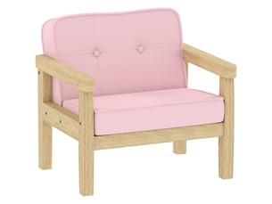 Fauteuil enfant rose, cadre bois, aspect velours côtelé, siège rembourré, 3-8 ans, chambre et salle de jeux