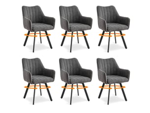 Lot de 6 chaises pivotante à 360°, chaise salle à manger scandinave, chaise salon avec pieds en métal, gris