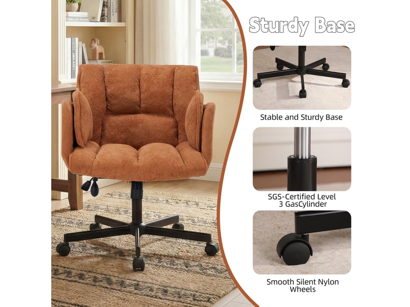  Fauteuil de bureau,60x68x86 cm,pivotant,tissu,orange  - Conforama D