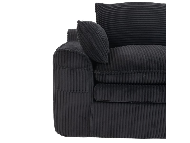 Canapé droit modulaire 2 places en velours côtelé noir avec poches latérales, confort souple pour le salon - Conforama E