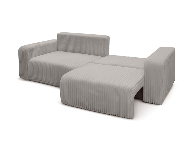 Canapé droit 3 places alya convertible en velours côtelé épais - gris clair ALYA - Conforama D