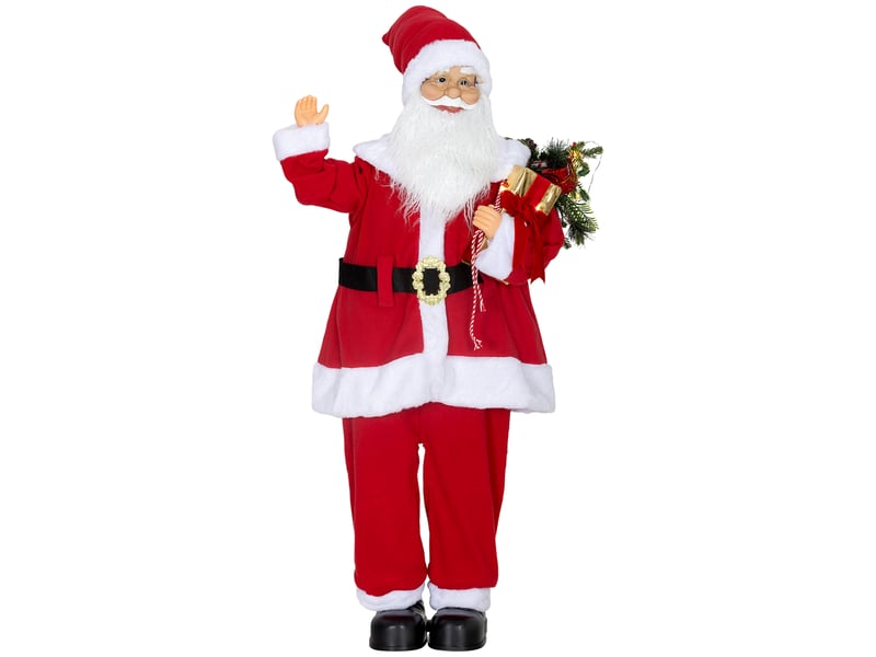  Figurine de père noël, debout de père noël, commande vocale, lumières led scintillantes, bras pliables, 120 cm, rouge  - Conforama A