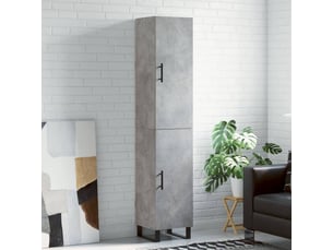 Buffet haut - bahut - meuble de rangement gris béton 34,5x34x180 cm bois d'ingénierie